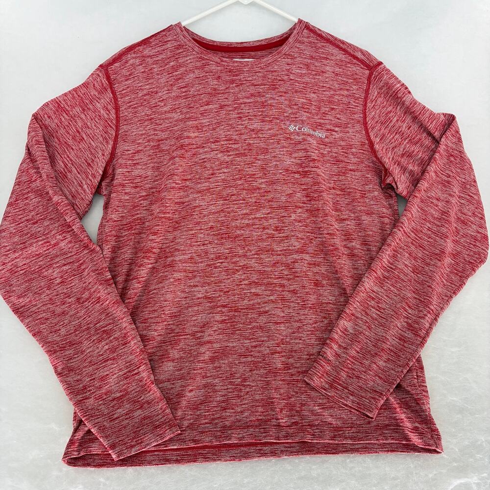 Columbia Men's M Heather Red Long Sleeve Crew Tee Omni-Wick